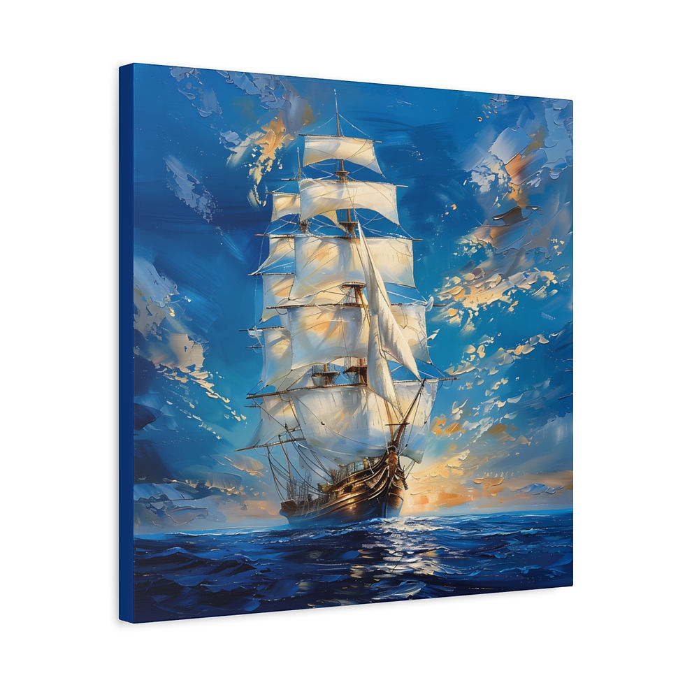 Thumbnail: Majestic Sunrise: Tall Ship Canvas Art - Nautical Theme Matte Canvas, Stretched