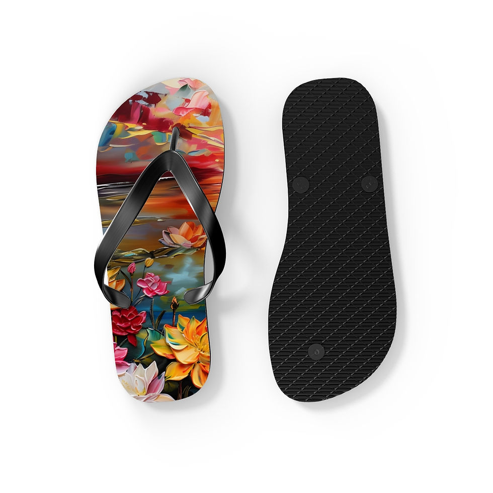 Thumbnail: Celestial Water Lily Art Flip Flops