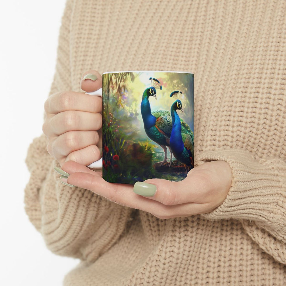 Thumbnail: Vibrant Peacock Paradise Coffee Mug - Nature's Beauty in High-Definition