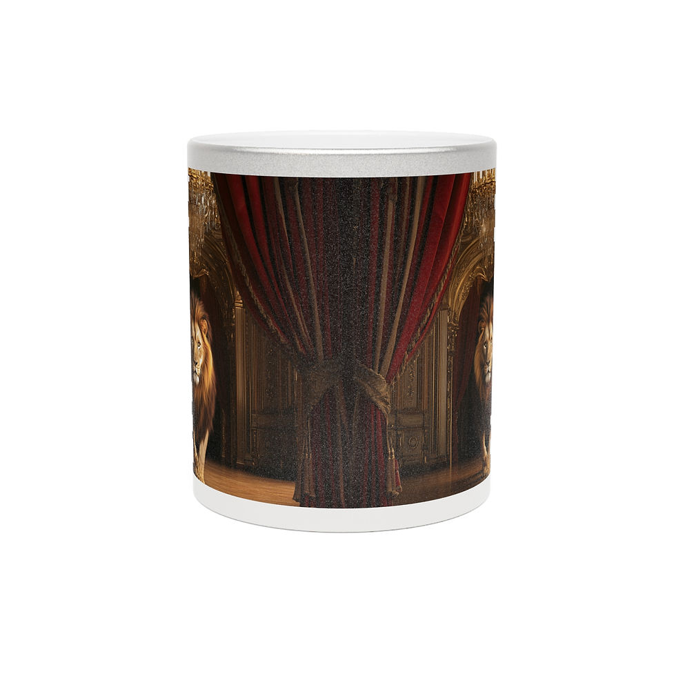 Thumbnail: Majestic Morning: The Royal Lion Coffee Mug - Metallic Mug (Silver\Gold)