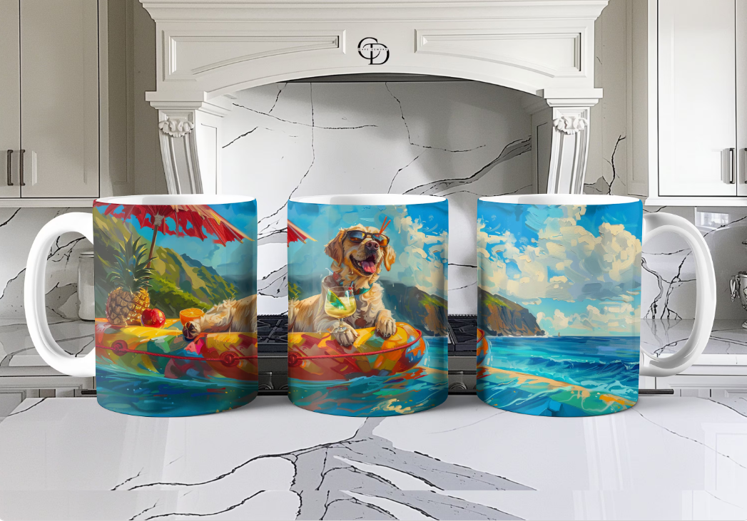 Labrador Retriever Coffee Mug, Pet Owner Gift - Tropical Scene, Dog Lovers Gift