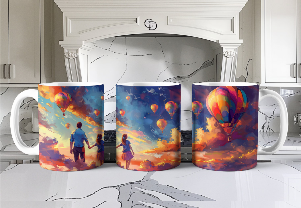 Heavenly Balloon Spectacle: Father-Daughter Bonding - Ceramic Mug, (11oz, 15oz)