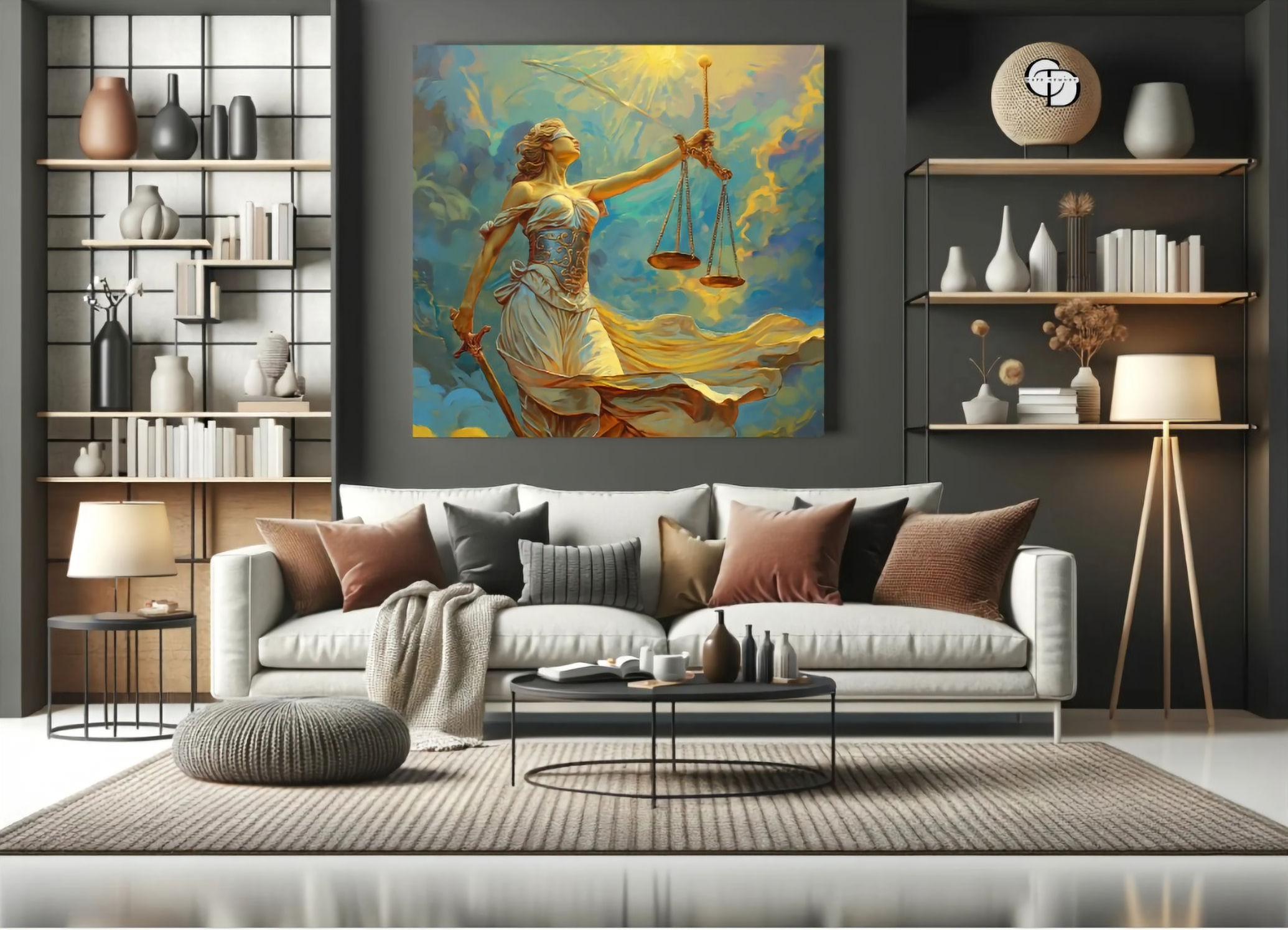 Heavenly Justice: Blind Justice Art - Impressionist Painting - Matte Canvas
