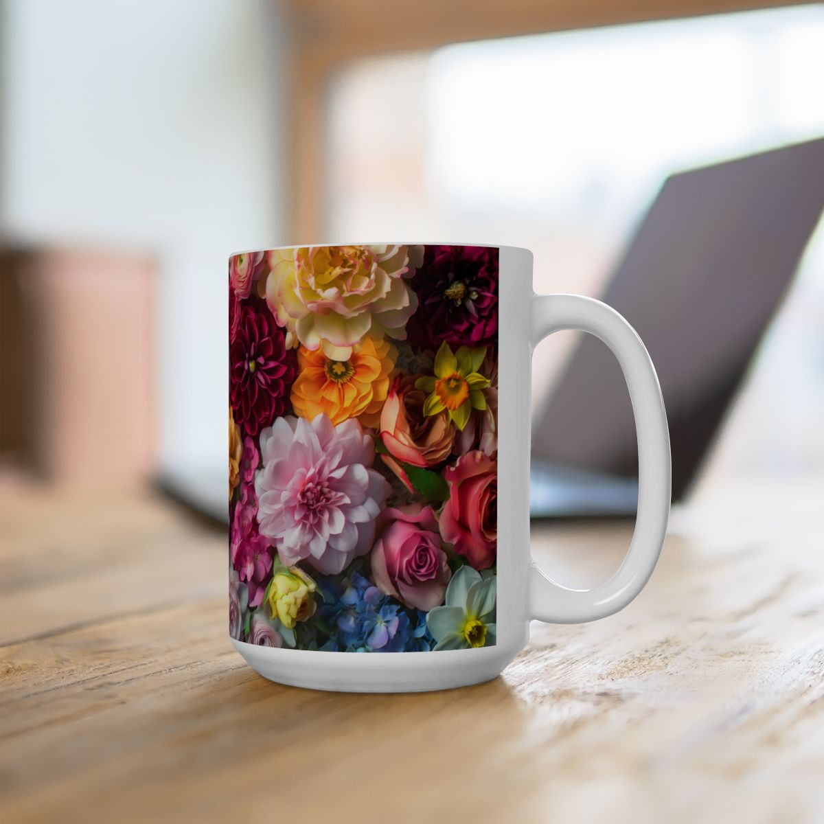 Floral Splendor: Botanical Garden-Inspired Mug with Blooming Flowers