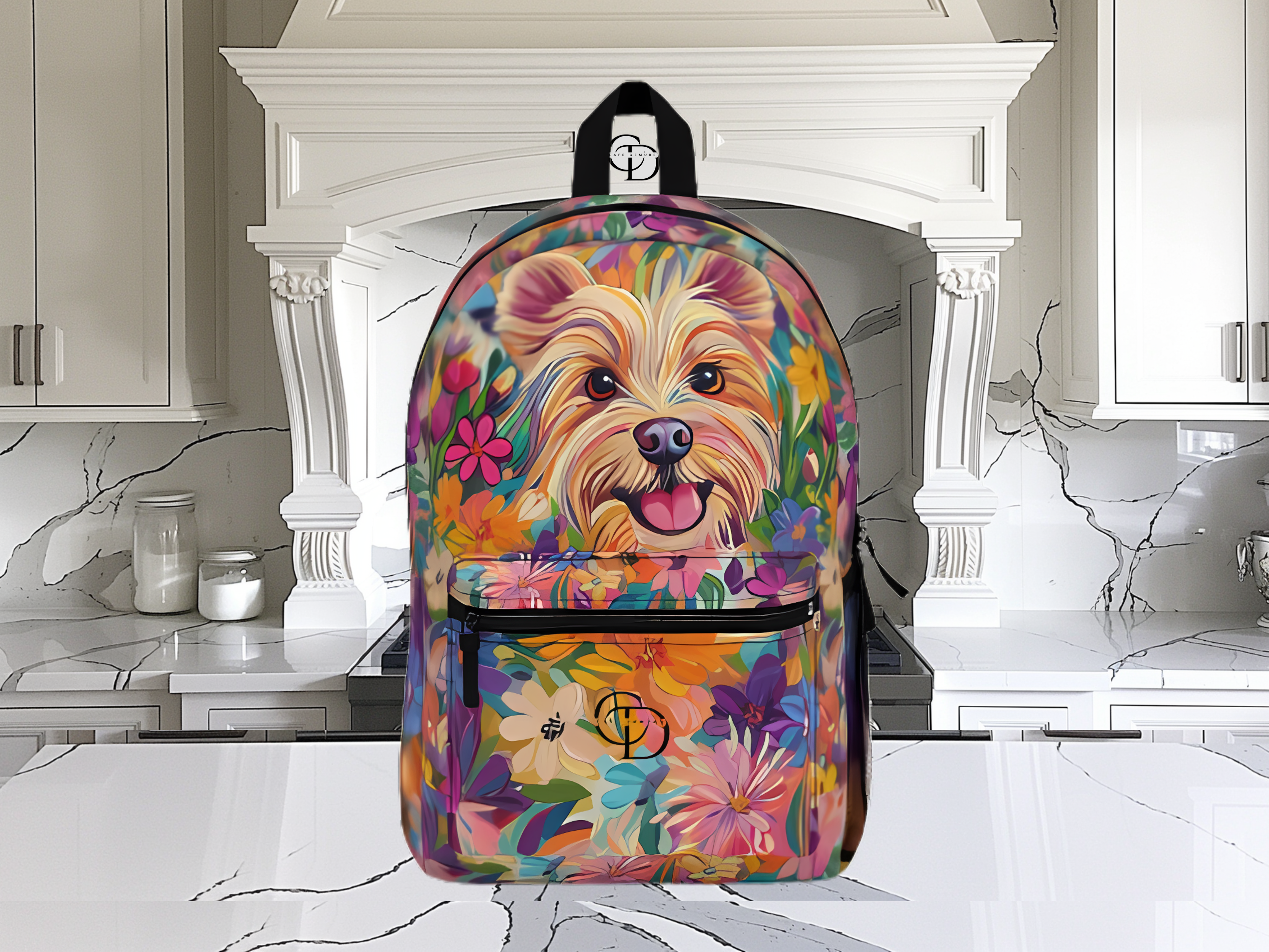 Floral Yorkshire Terrier Backpack