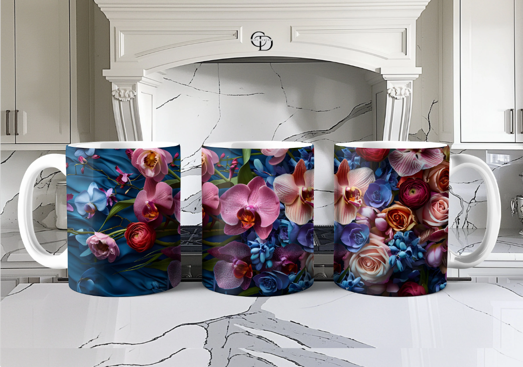 Bold Floral Imagination Mug - Ceramic Mug, (11oz, 15oz)