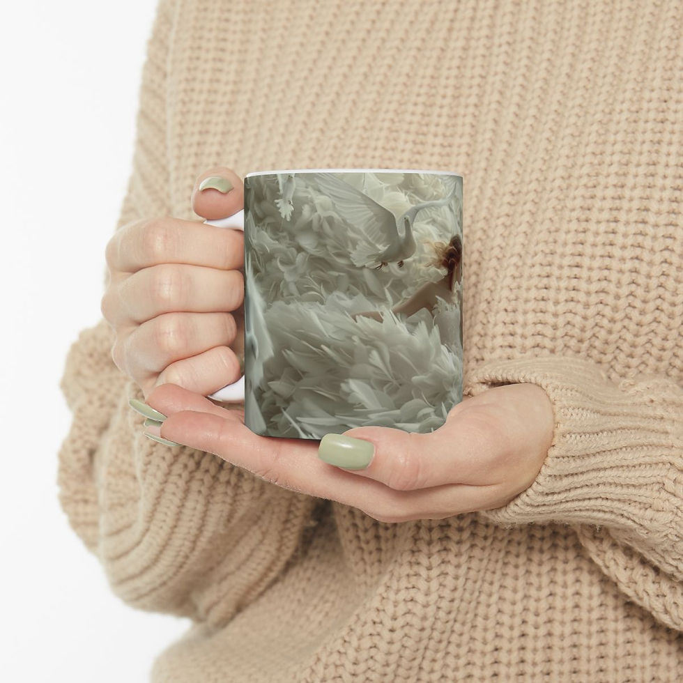 Thumbnail: Amazing Grace Mug - Ethereal Woman in Dove Dress - Ceramic Mug, (11oz, 15oz)