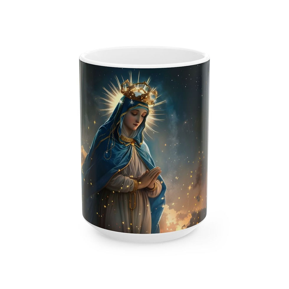 Thumbnail: Celestial Madonna Mug - Blessed Virgin Mary with Crown of Stars, Blue Veil