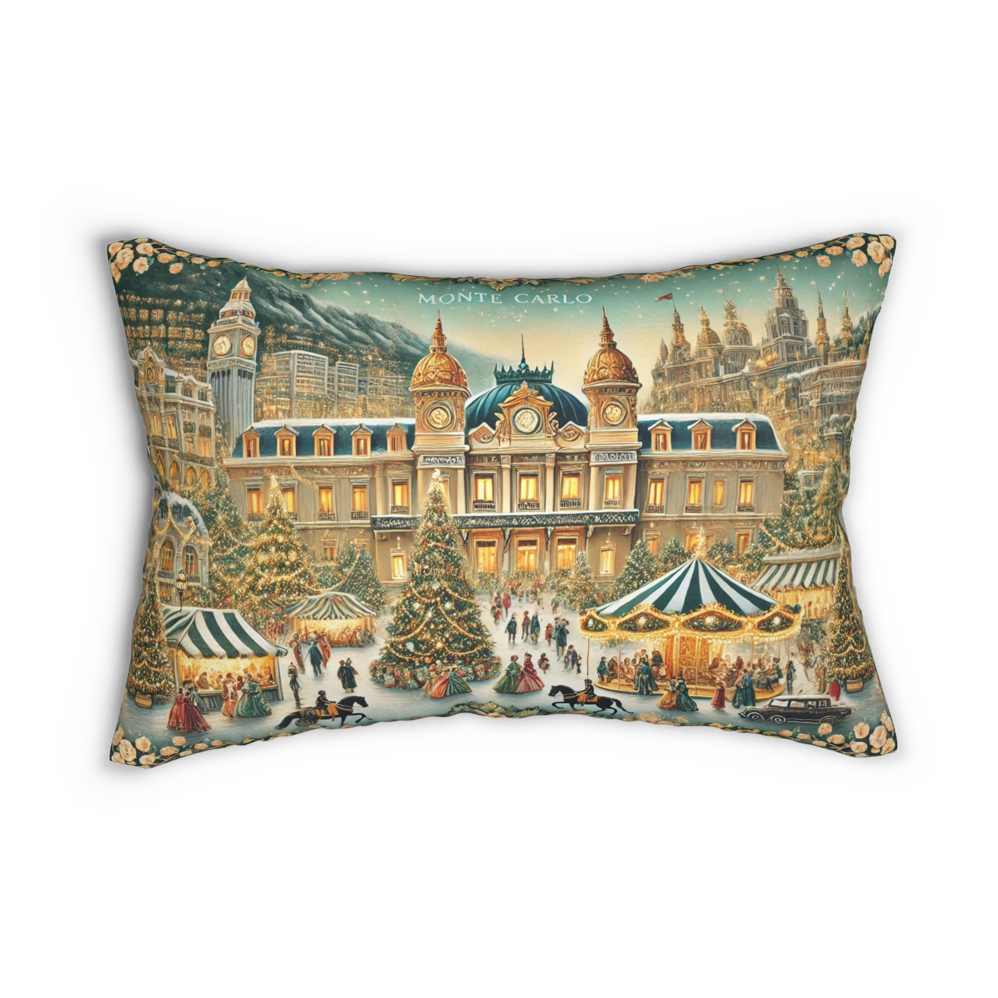 Monte Carlo: Festive Elegance in the Jewel of the Mediterranean Lumbar Pillow
