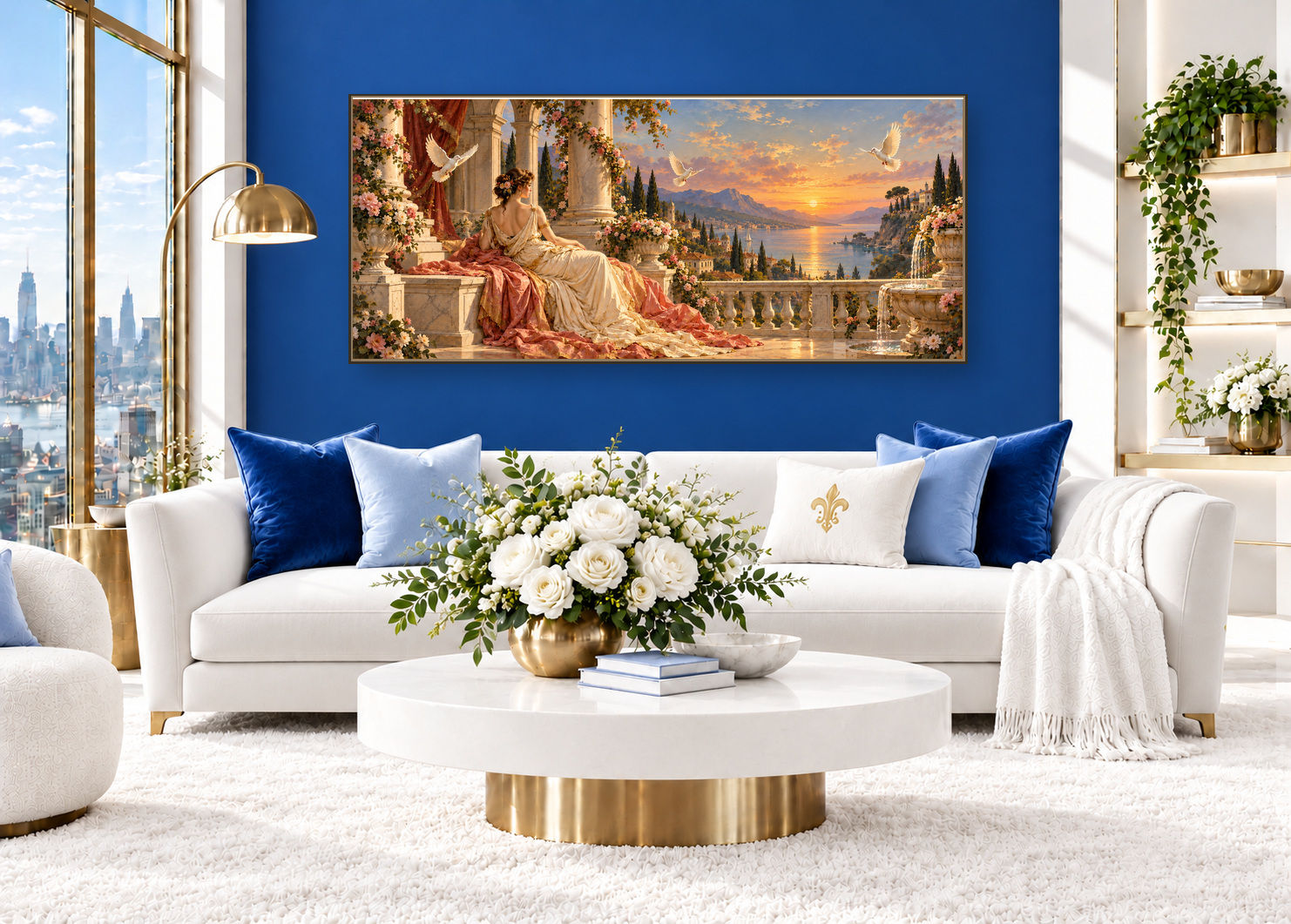 Whispers of the Mediterranean – Romantic Neoclassical Canvas Wall Art -Matte