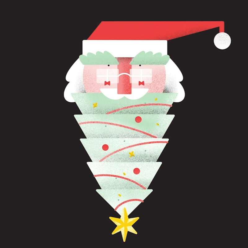 Santa with Christmas tree beard