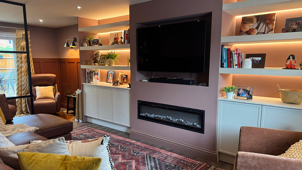a bespoke media wall from a Living room project in Frampton Cotterell