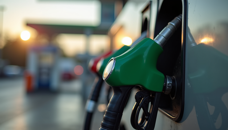 Close-up view of a diesel fuel pump at a Cambridge petrol station