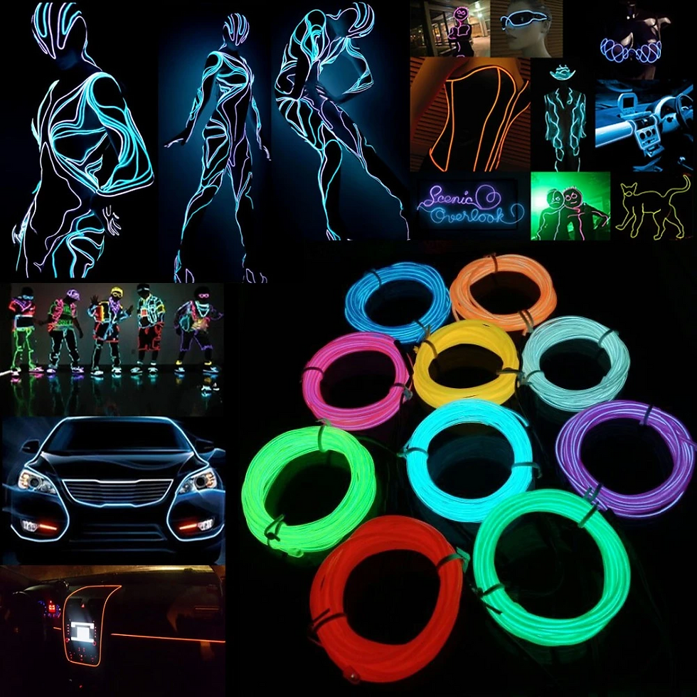 Thumbnail: LED Neon Glow EL Wire – Flexible Rope Light for Car, Party & Room Decor
