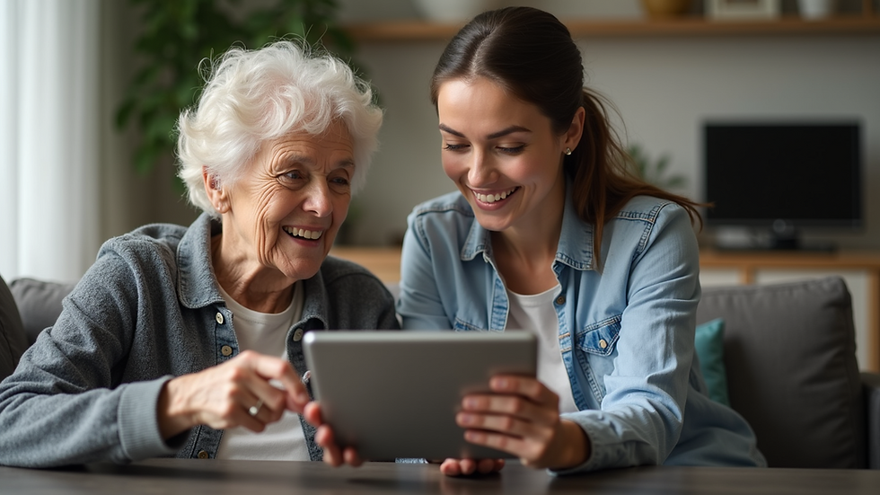 Eye-level view of a student engaging with a senior resident