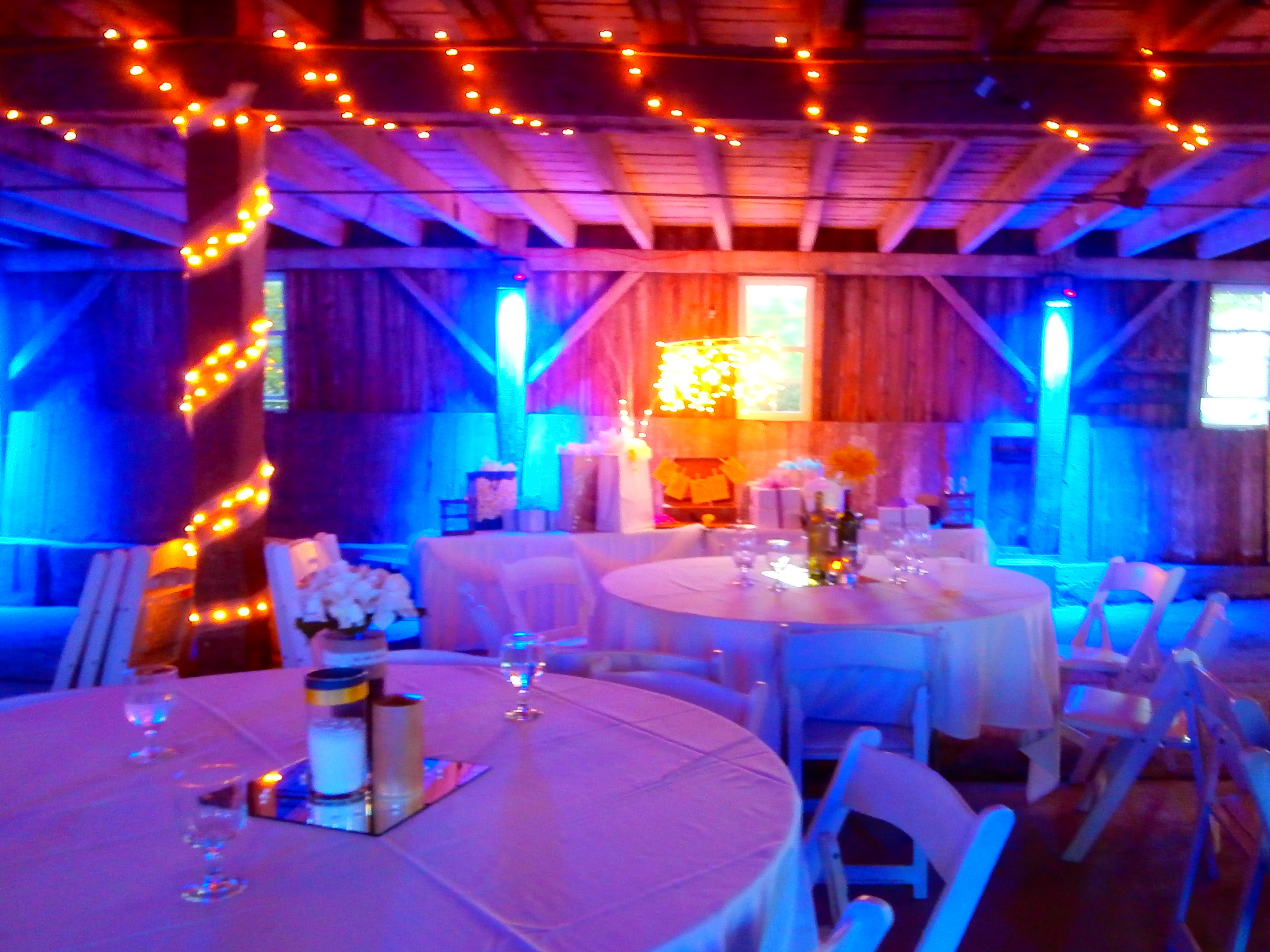 Nice lights brighten the barn