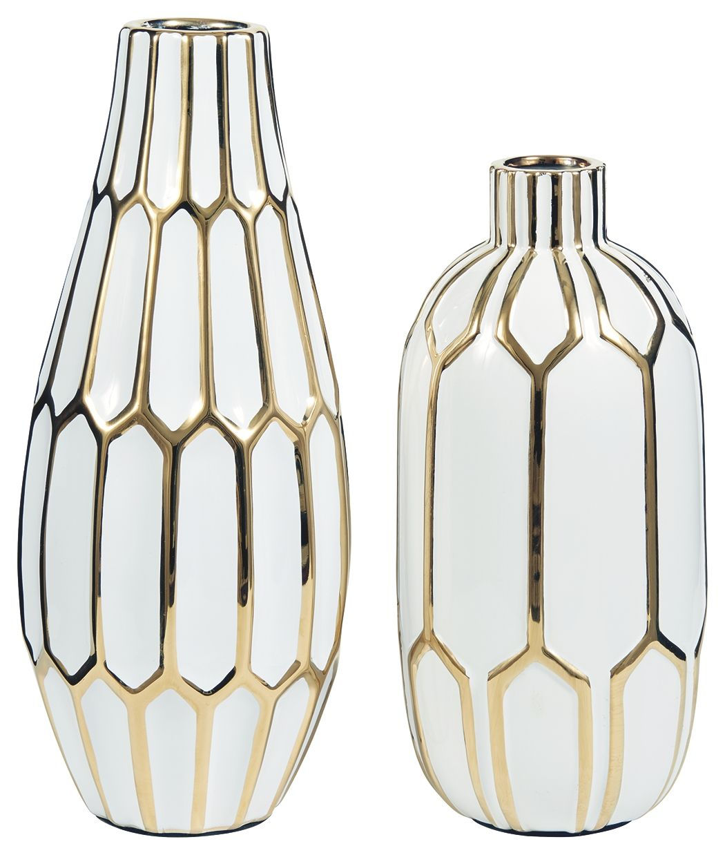 Mohsen - Gold Finish/White - Vase Set (2/CN)