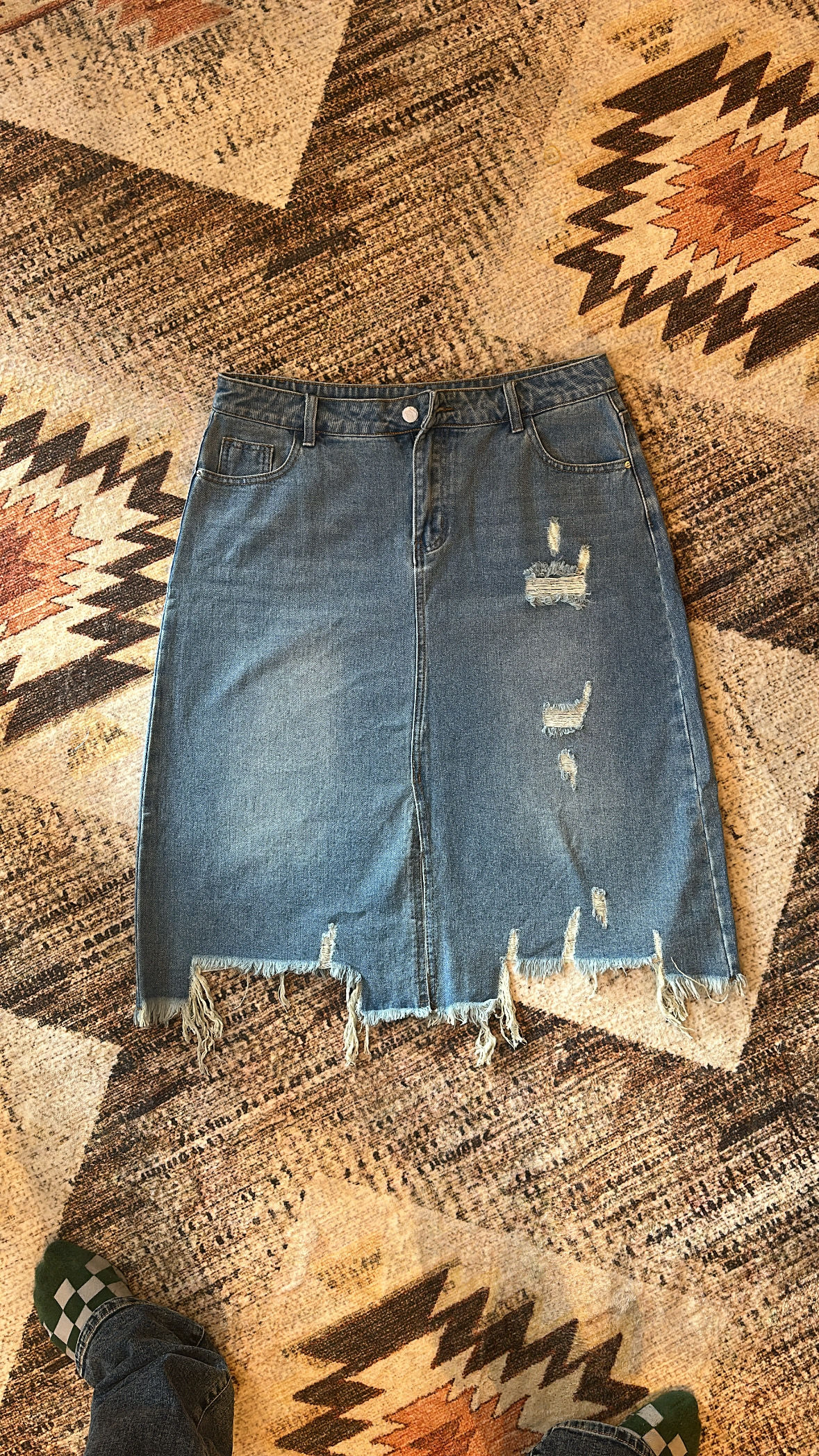 Denim Mid Length Skirt