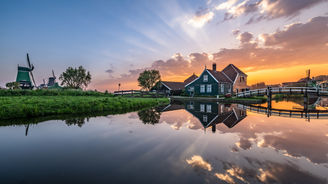 Panorama Sonnenaufgang Museumsdorf Zaanse Schans