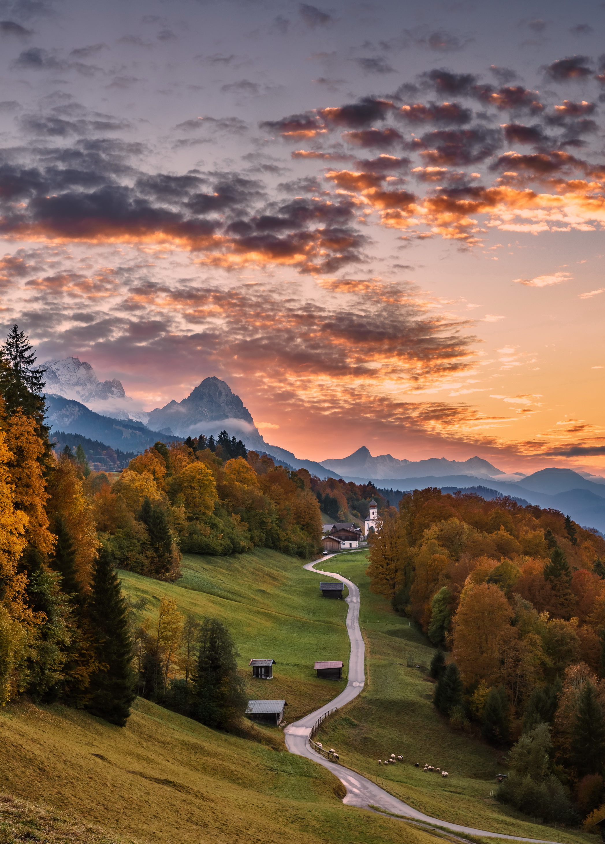 Sonnenuntergang in Oberbayern