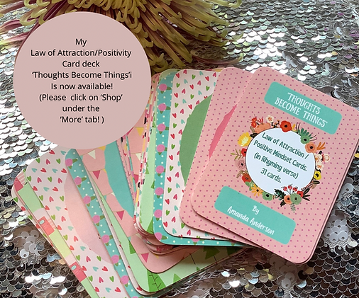 'Thoughts Become Things' Law of Attraction, Positive thinking, Card deck,
