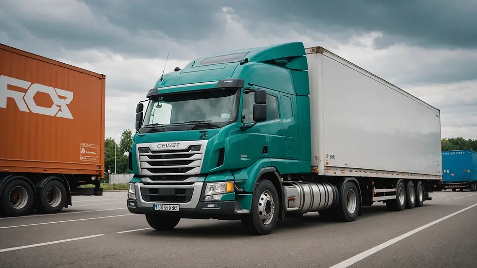 Close-up view of a freight truck ready for transport