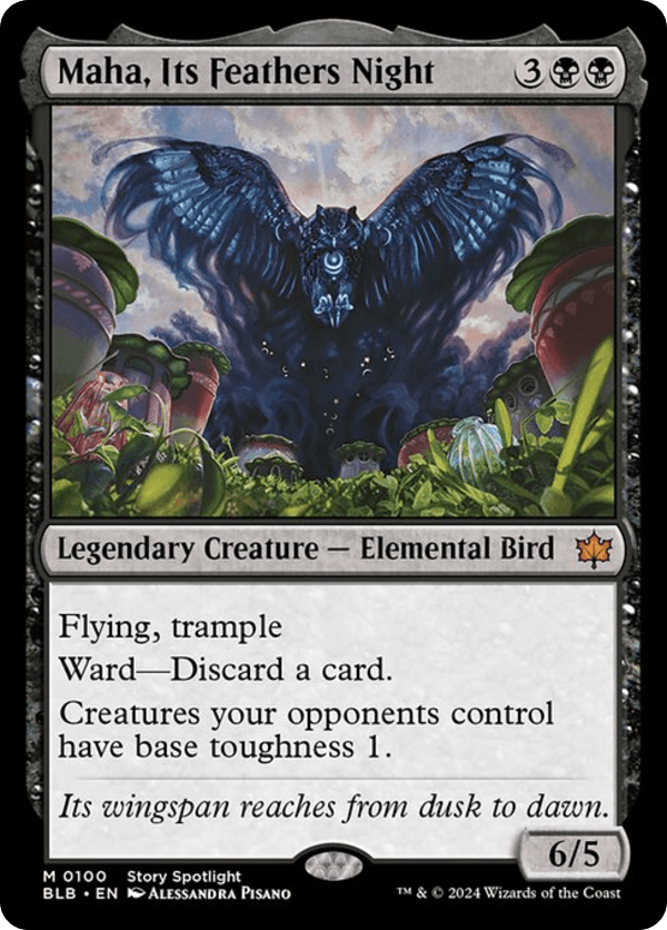 Maha, Its Feathers Night - BLB - 100 - NM - MTG