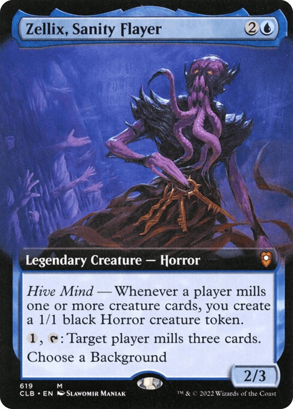 Zellix, Sanity Flayer - CLB - 619 - Extended Art - NM - MTG