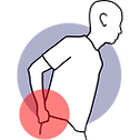 Cartoon person with back pain.