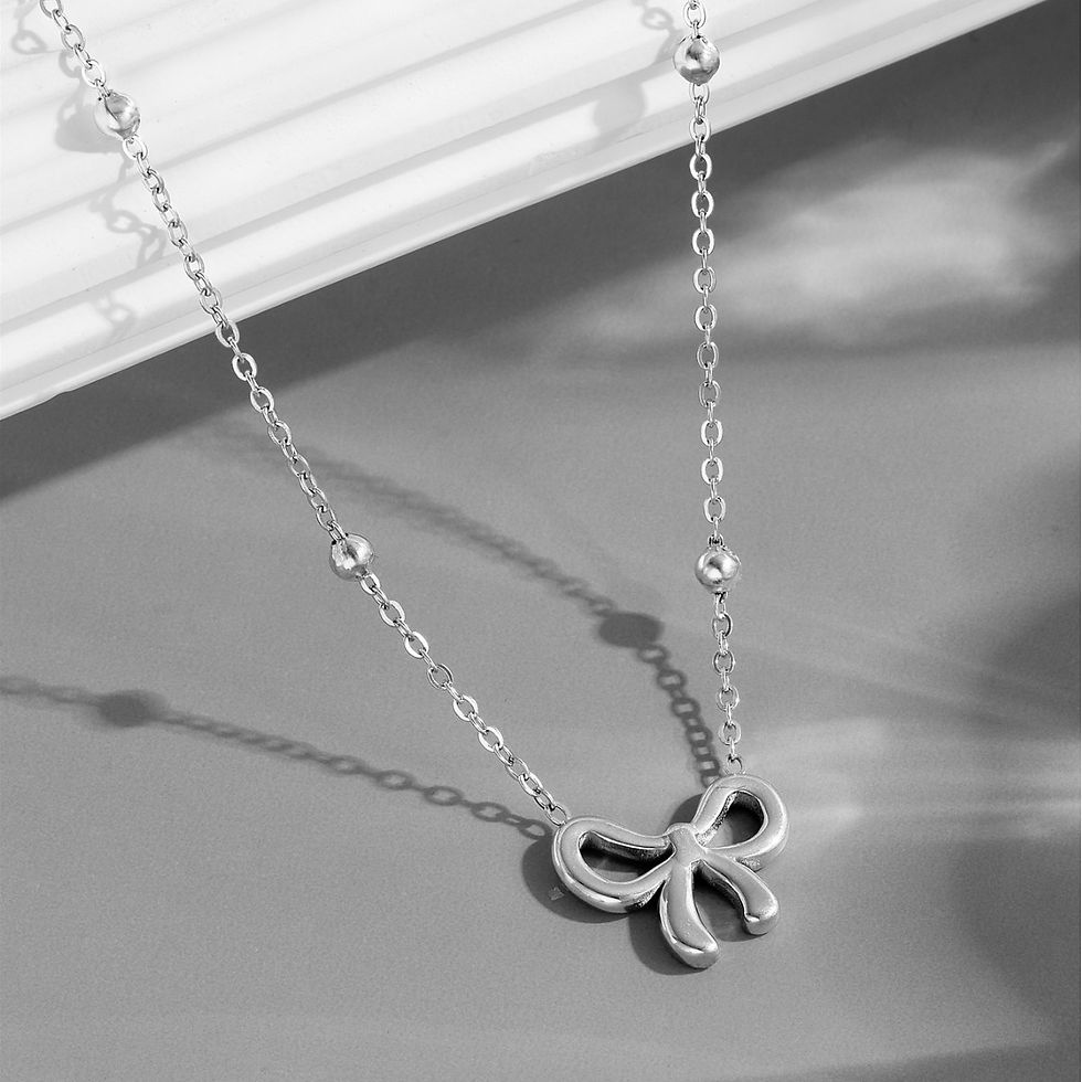 Miniatura: Silver Bow Charm Choker