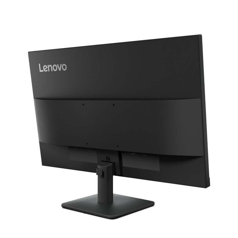 Front-facing Lenovo L24‑4E Full HD monitor showing vivid screen colors and anti-glare panel.