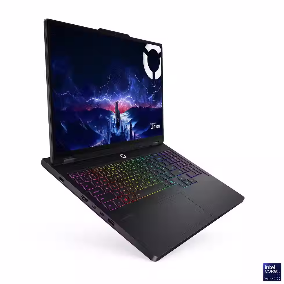 Thumbnail: Lenovo Legion Pro 5 open slightly, emphasizing screen brightness and slim frame.