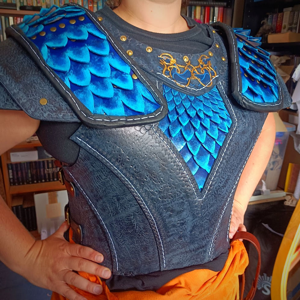 Thumbnail: Dragon Queen Breastplate - Custom Tooled Female / Ladies Larp Leather Armour