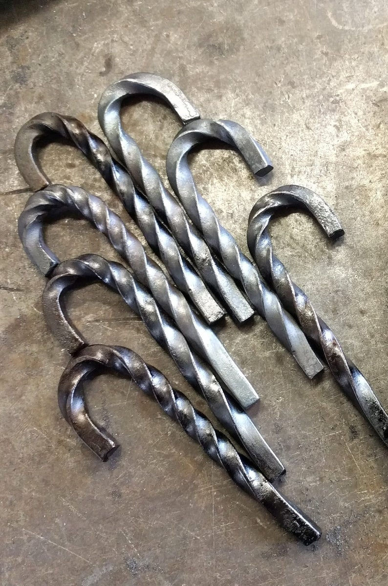 Thumbnail: Handforged Candy Cane Christmas Decoration rustic iron ornament