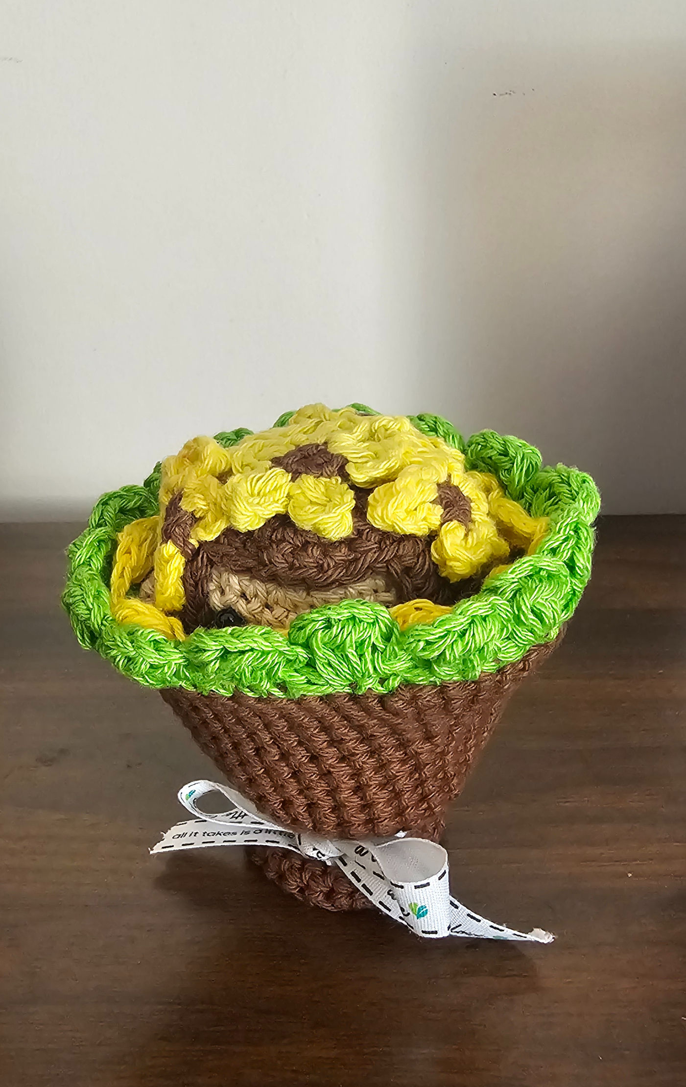 Miniature Hand-Crocheted Sunflower Bouquet
