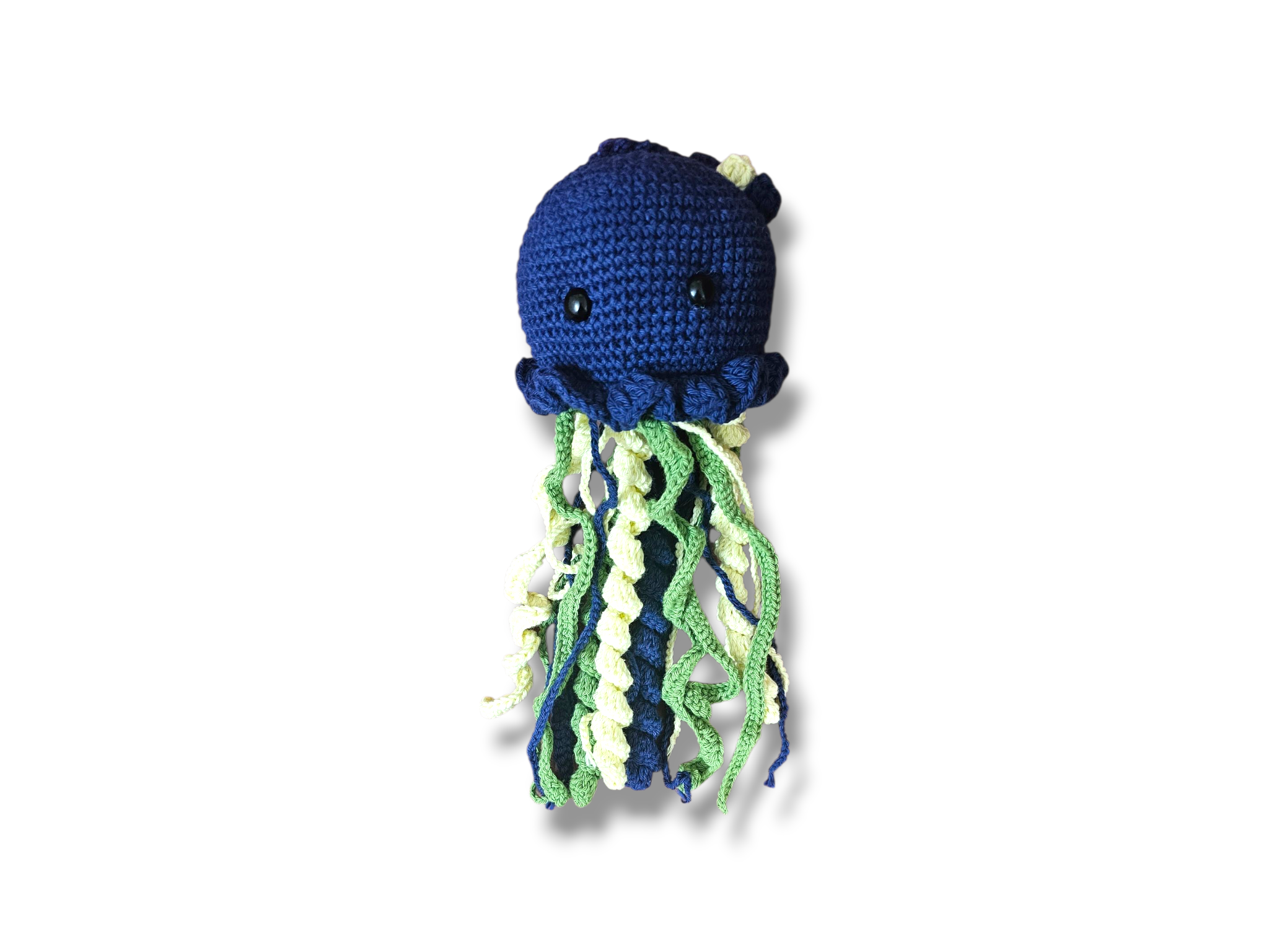 Crochet Jellyfish Rattle for Nursery/Stroller – Navy Blue Handmade | Baby-Safe