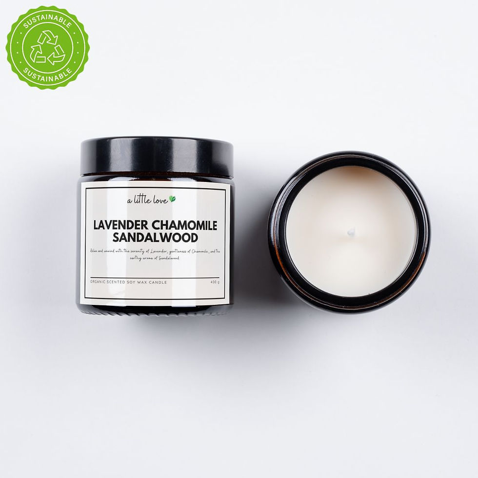 Organic Scented Soy Wax Jar Candle—Lavender Chamomile Sandalwood 400g