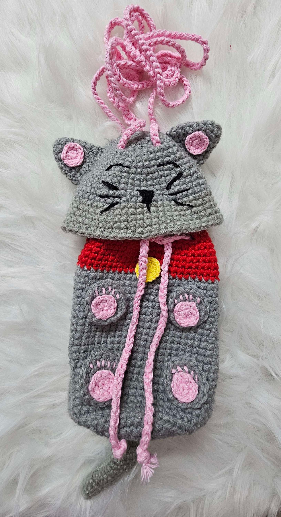 Hand Crochet Cat Bucket Bag