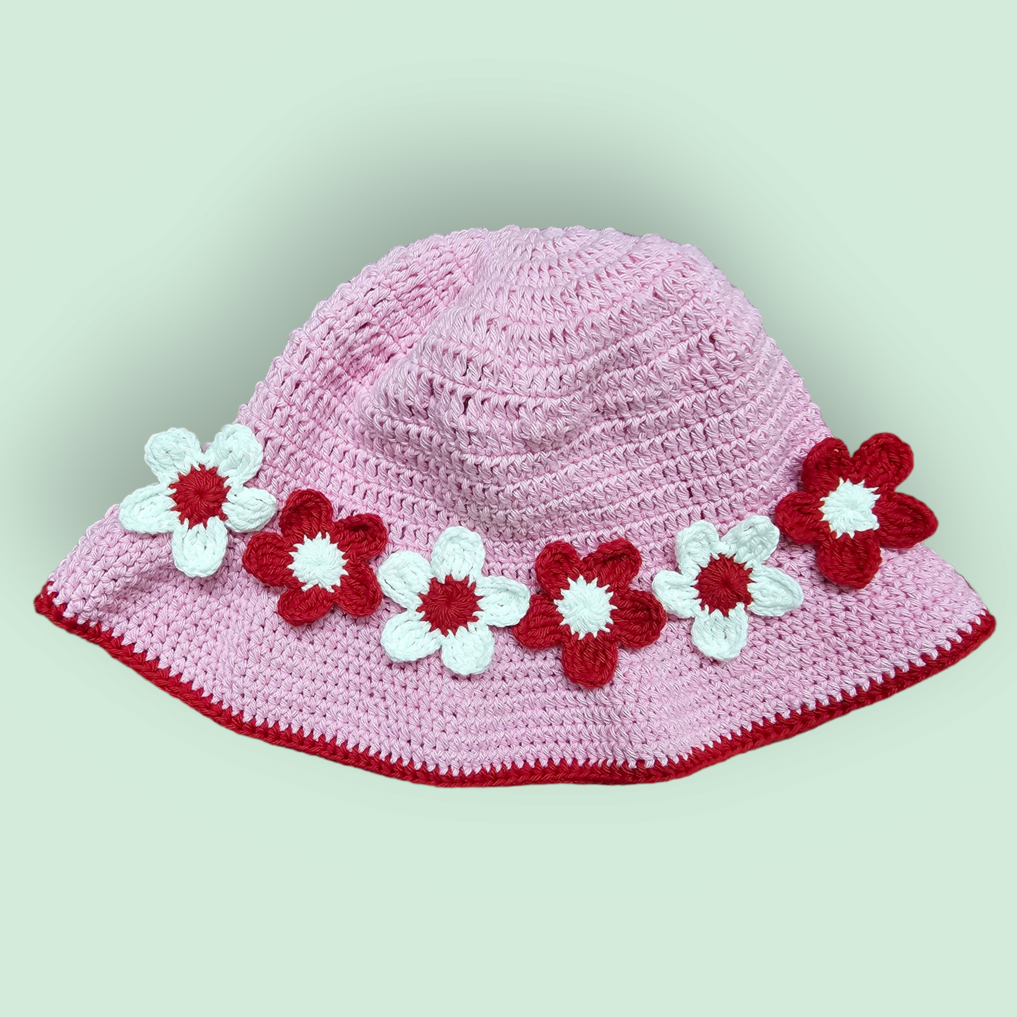 Pink Blossom Hand-crocheted Bucket Hat