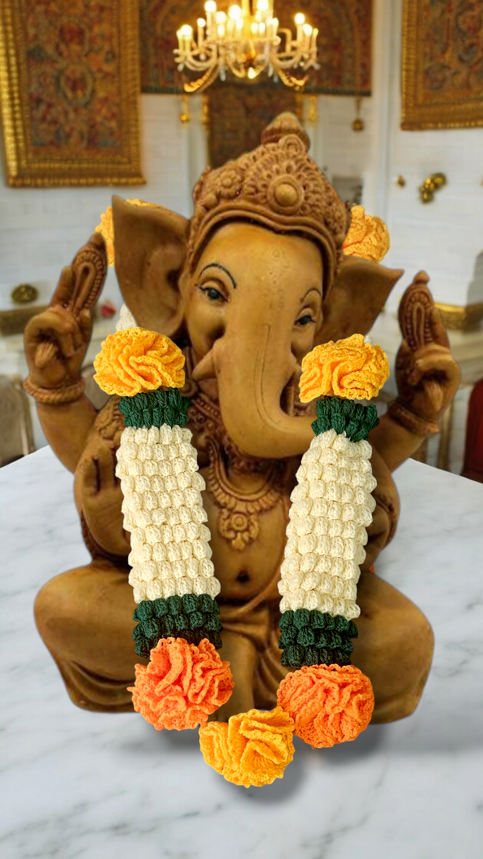 Handcrochet Genda and Mogra Garland/Puja Mala