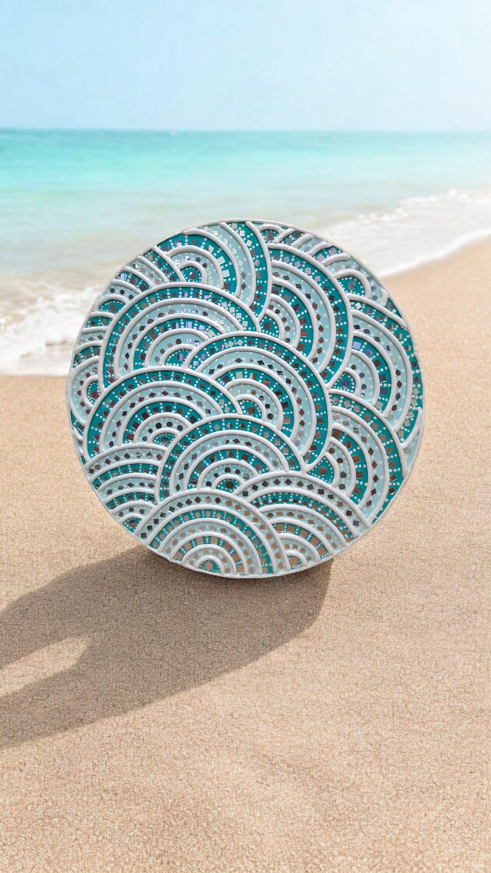 Handcrafted Shades of Turquoise Lippan Art Wall Décor Plate