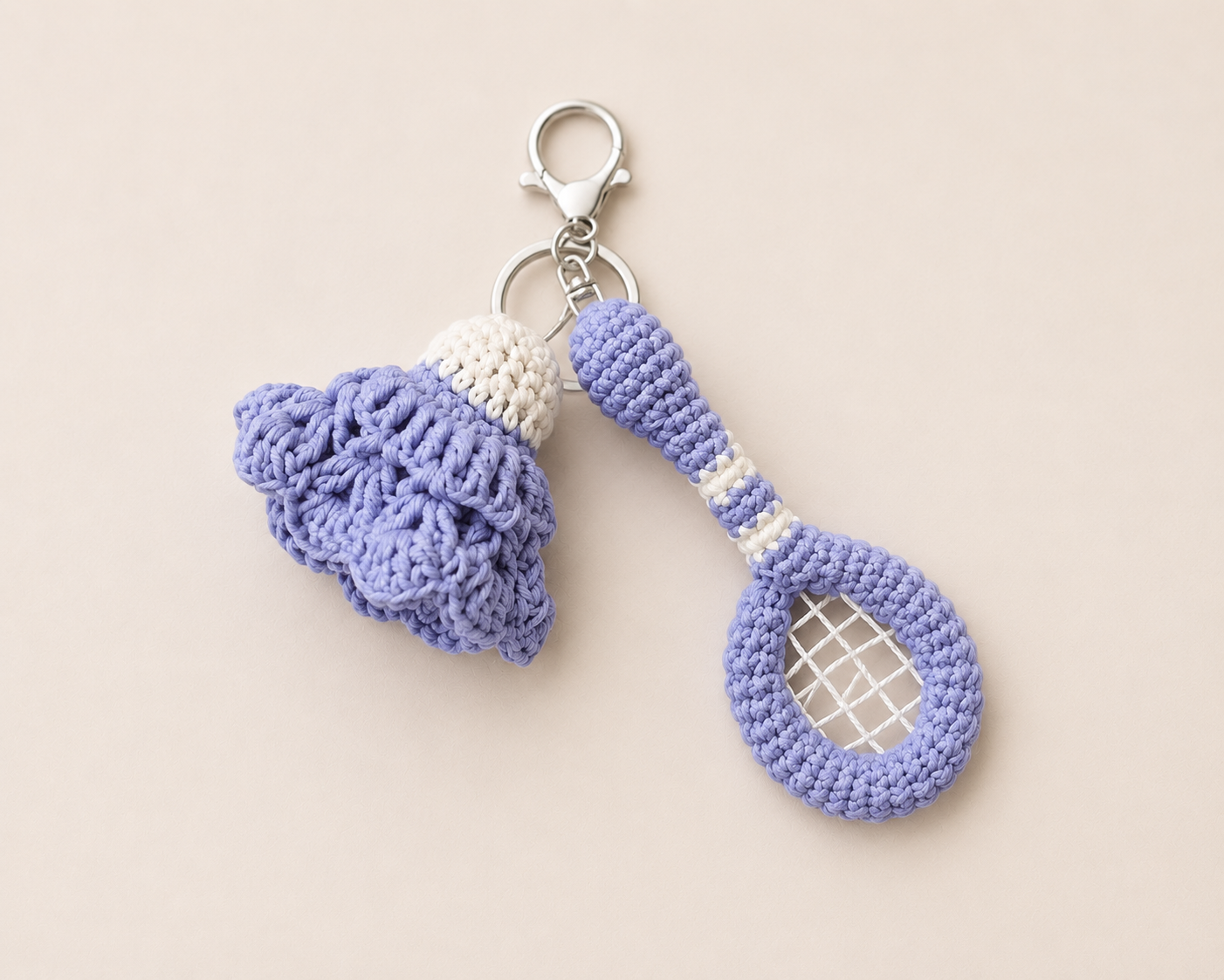 Blue Badminton Crochet Keychain & Bag Charm