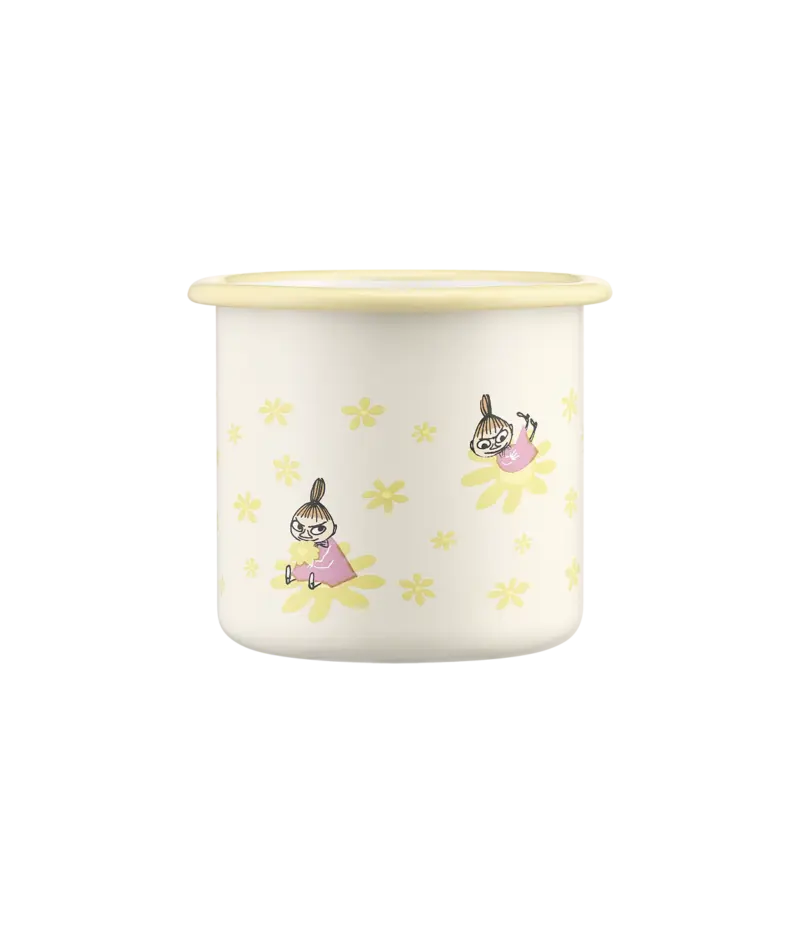 Miniaturbild: Leichte und langlebige Tasse aus Emaille mit frühlingshaftem Moomin Design für gute Laune zuhause, im Büro oder beim Campen.