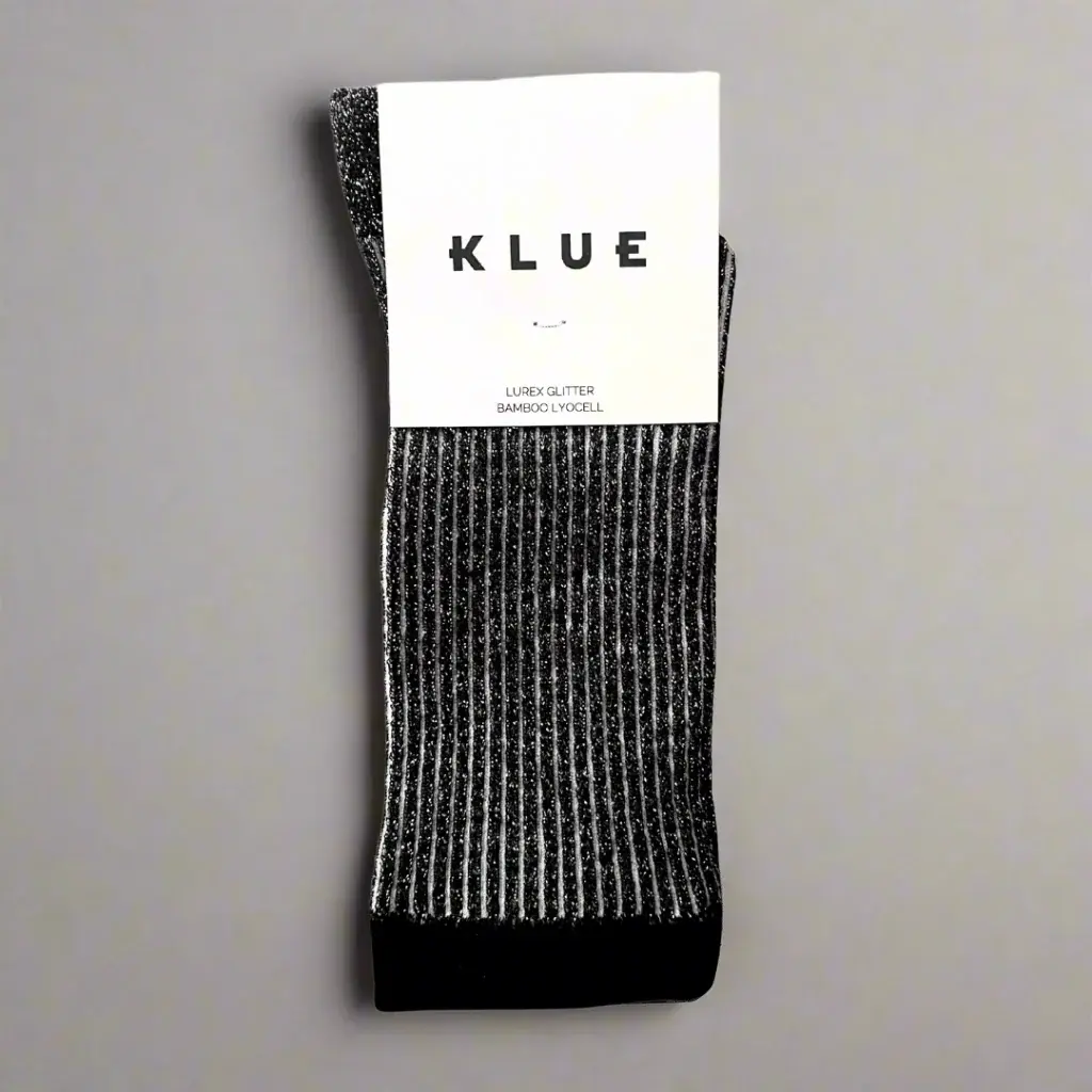 Socken Glitter Lurex stripes black von KLUE