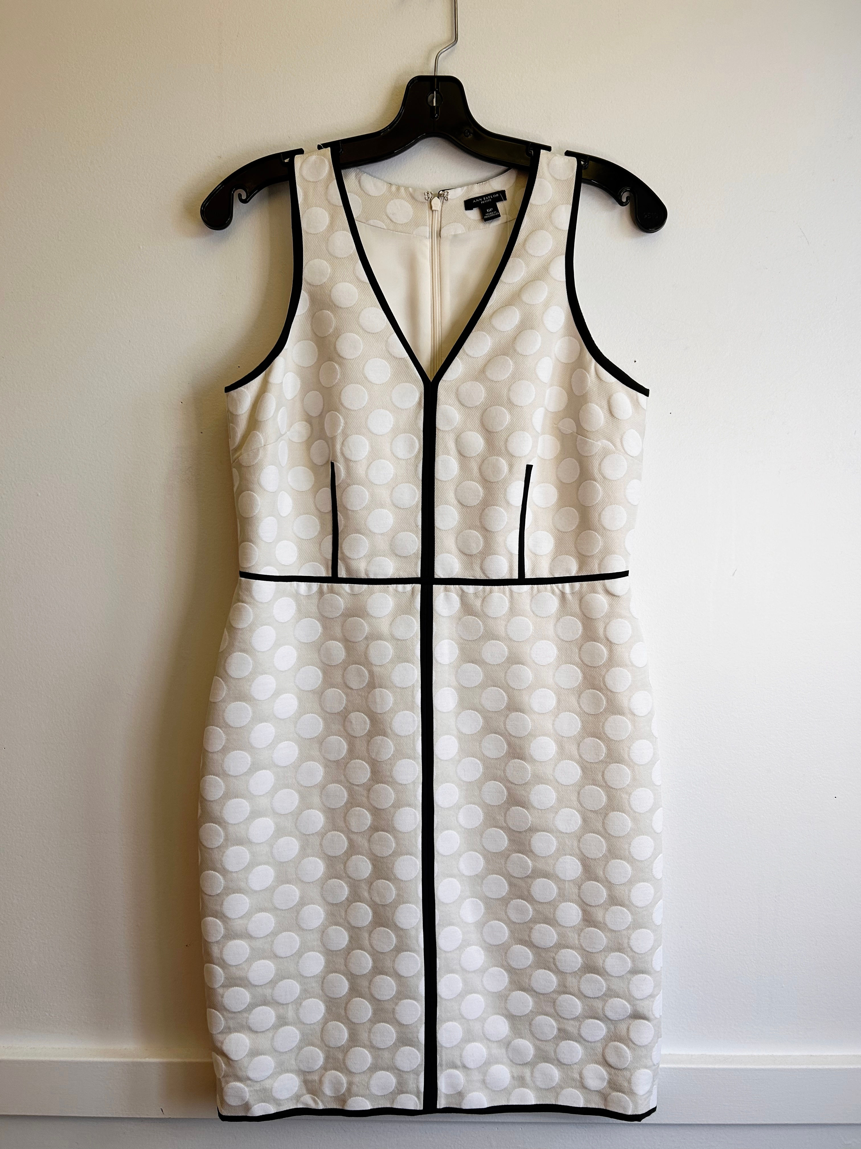 Ann Taylor Petite Cream White Dot Dress