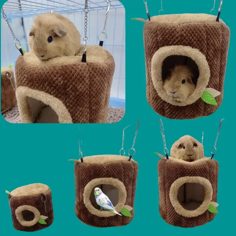 Miniatura: Rede quente de hamster em forma de coto de árvore, túnel de toupeira de invern