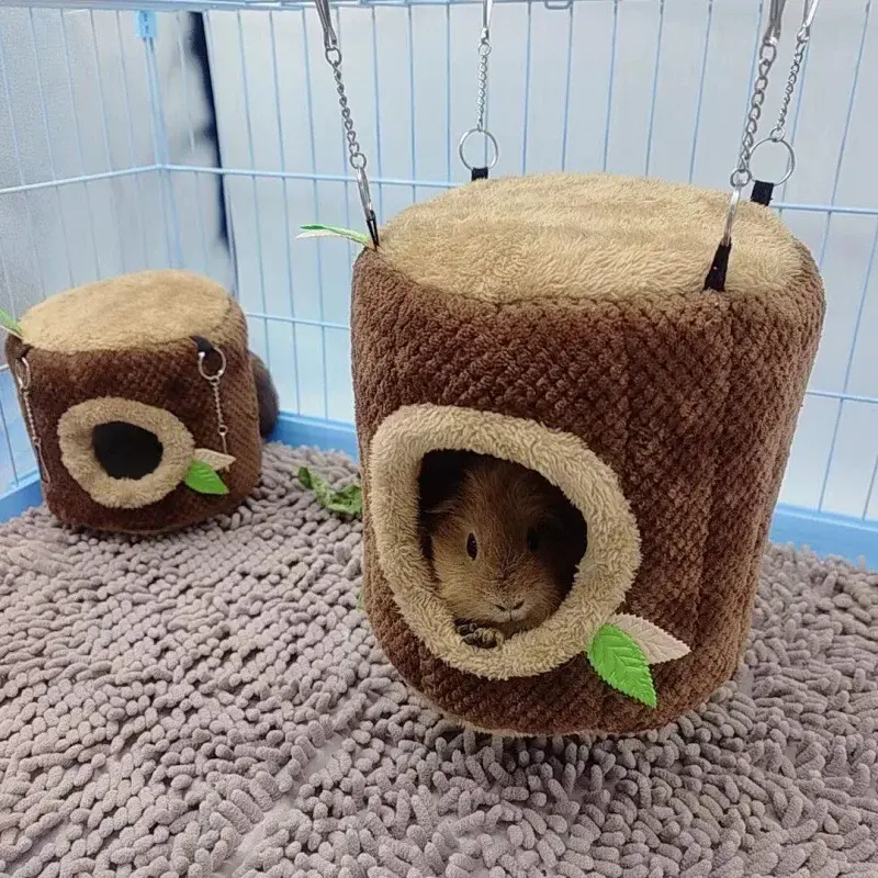 Rede quente de hamster em forma de coto de árvore, túnel de toupeira de invern