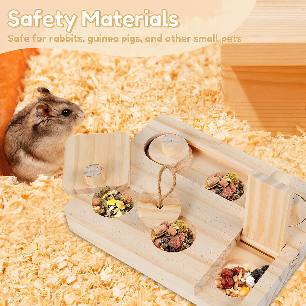 Miniatura: 6 em 1 brinquedos de forrageamento de hamster de madeira pequeno alimentador de 