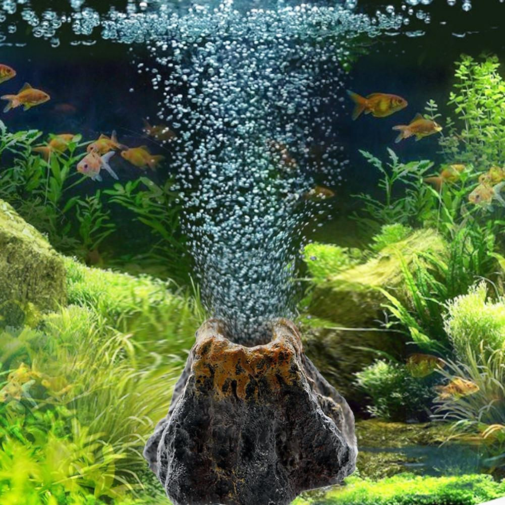 Aquário vulcão bolha pedra decoração do tanque de peixes vulcão paisagem or