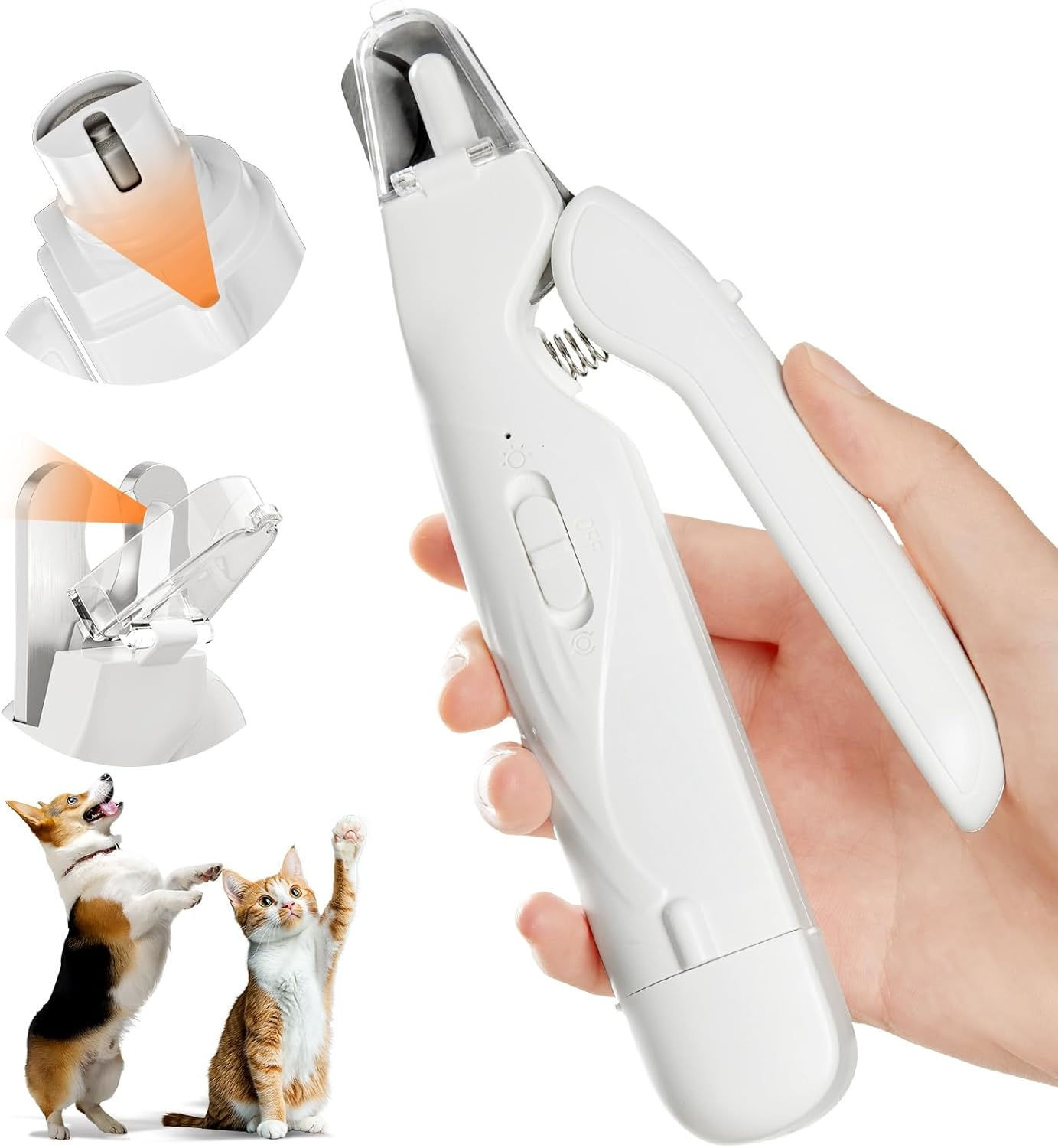 Cortador de unhas para animais de estimação, moedor de unhas silencioso para a